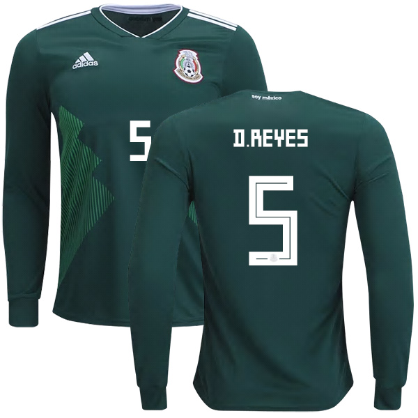 Mexico #5 D.Reyes Home Long Sleeves Kid Soccer Country Jersey - Click Image to Close